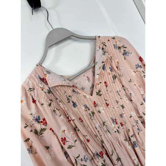 Madewell‎ Women's Pintuck Puff-Sleeve Mini Dress in Seaside Floral Pink Size sm - Picture 6 of 15